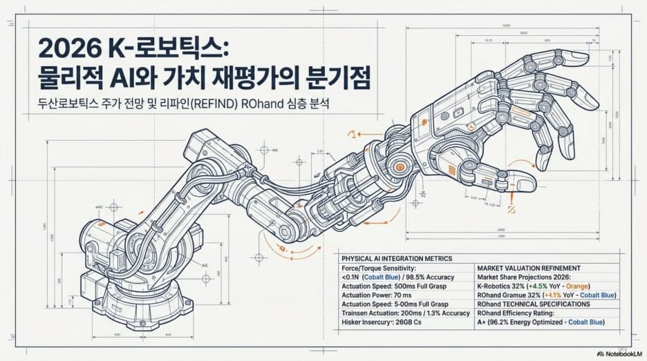 2026 로봇 산업의 정점: 두산로보틱스 주가 전망과 리파인 ROhand 심층 분석